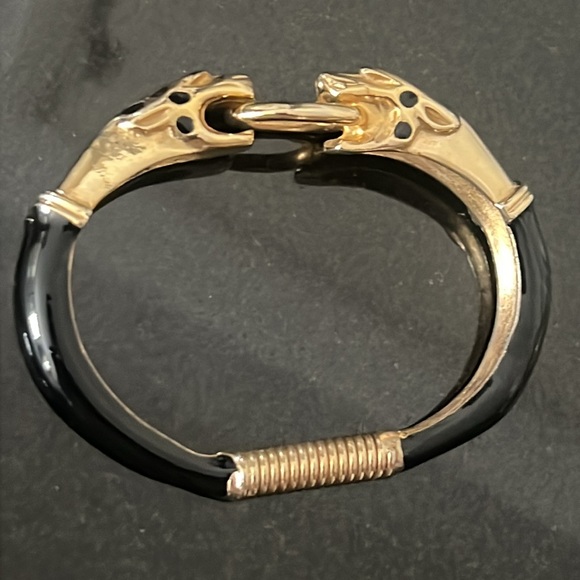 Ultra Rare DONALD STANNARD Gold/Black Enameled Leopard Bracelet Vintage - Picture 6 of 12